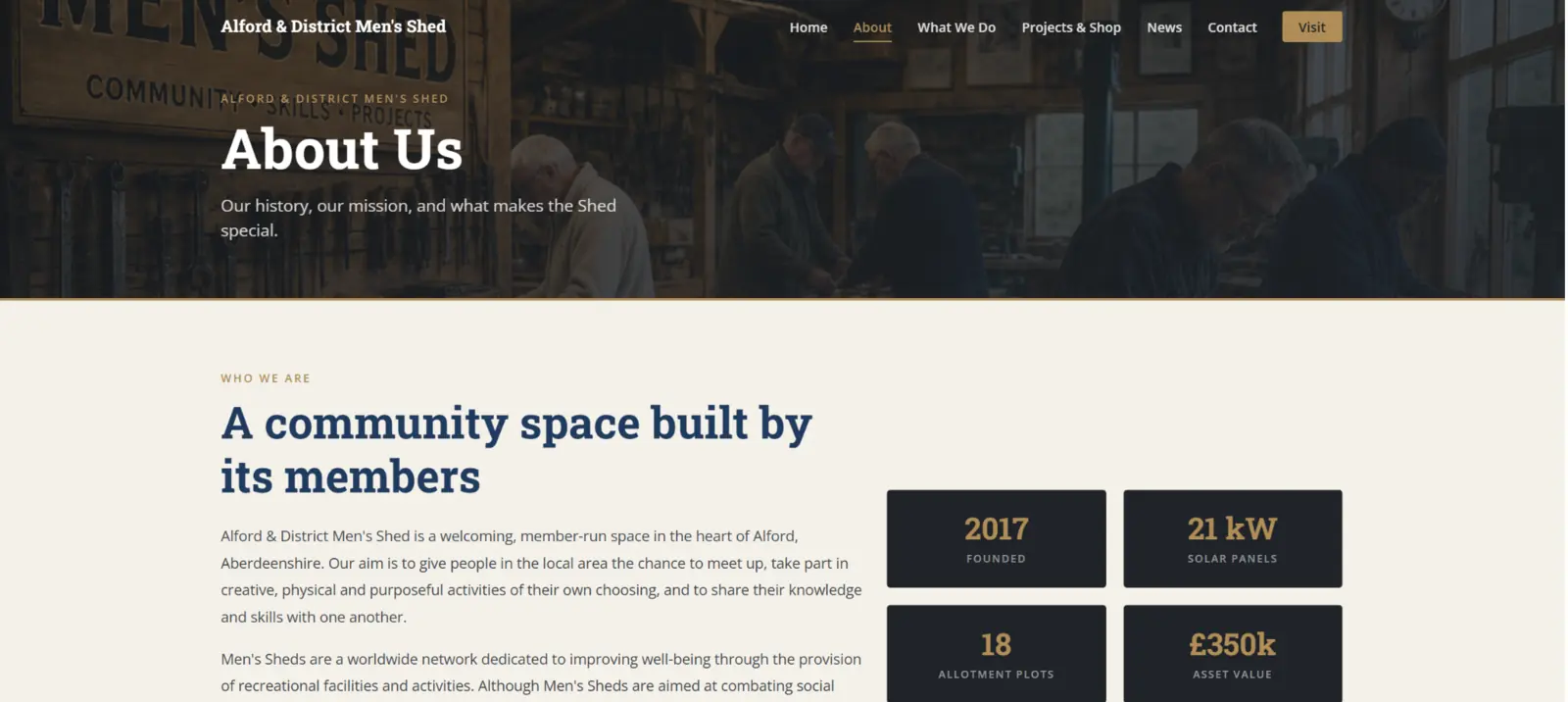Alford and District Men's Shed about page