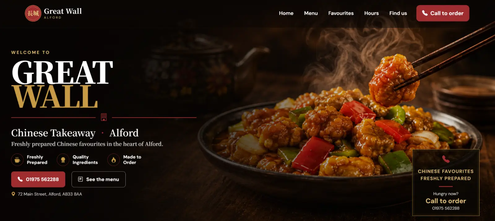Great Wall Alford restaurant homepage